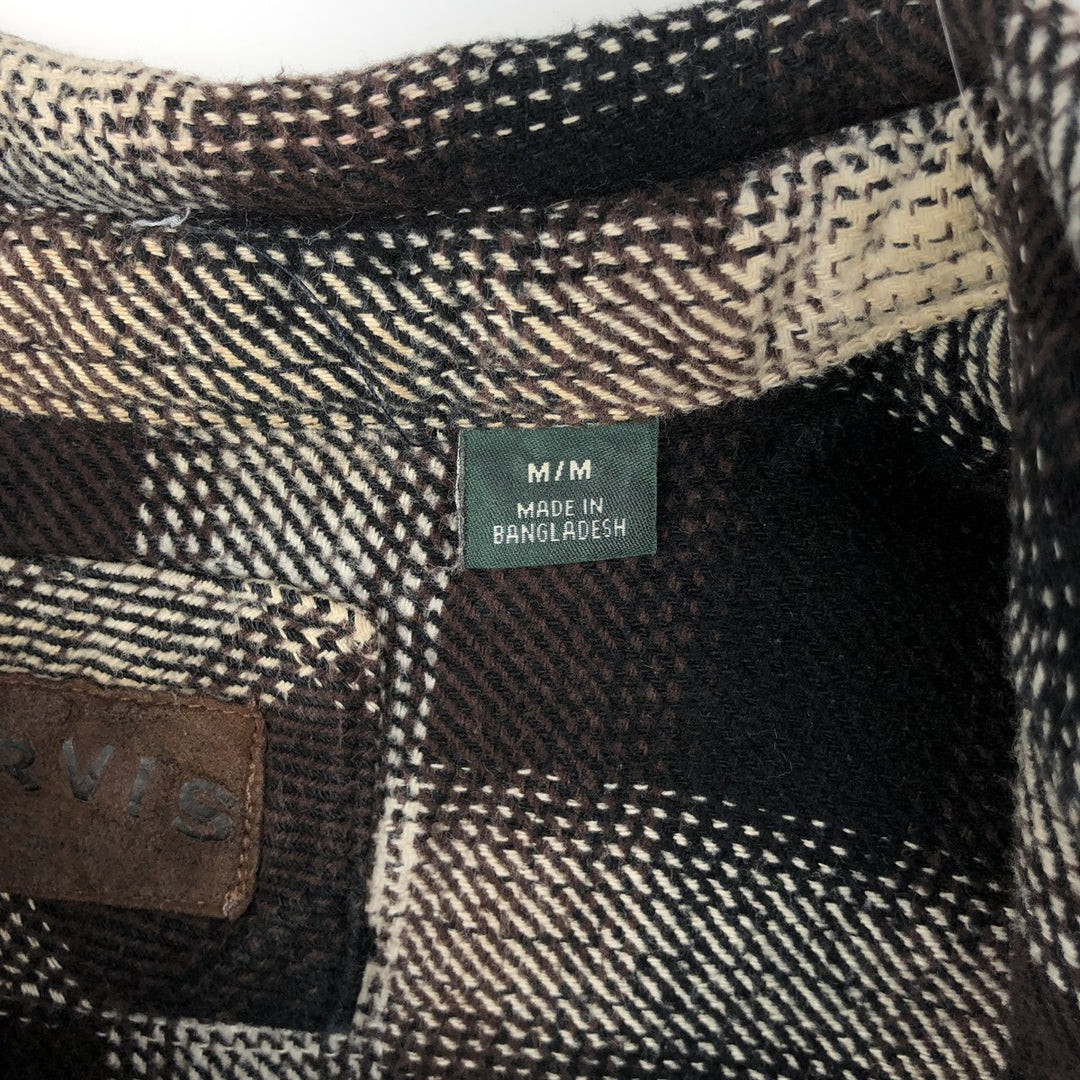 ORVIS Long Sleeve Heavy Flannel Check Shirt, Men's Size M cotton dark chocolate Vintage Second Hand