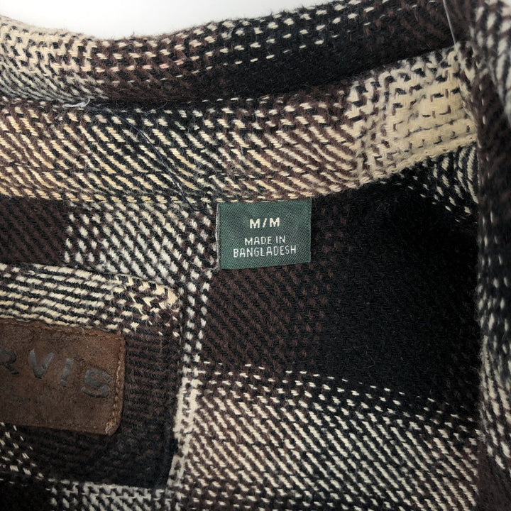 ORVIS Long Sleeve Heavy Flannel Check Shirt, Men's Size M cotton dark chocolate Vintage Second Hand