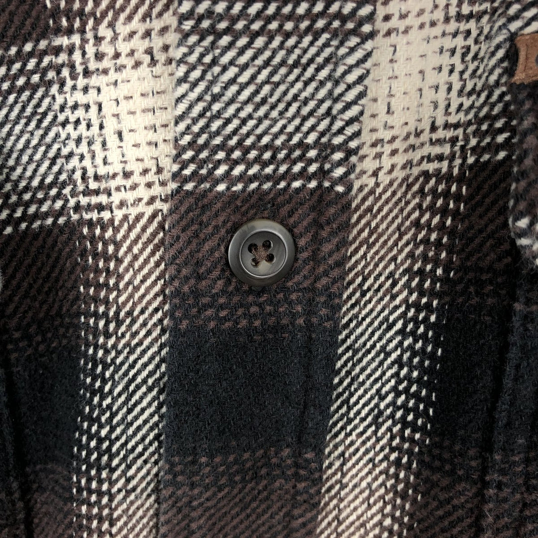 ORVIS Long Sleeve Heavy Flannel Check Shirt, Men's Size M cotton dark chocolate Vintage Second Hand