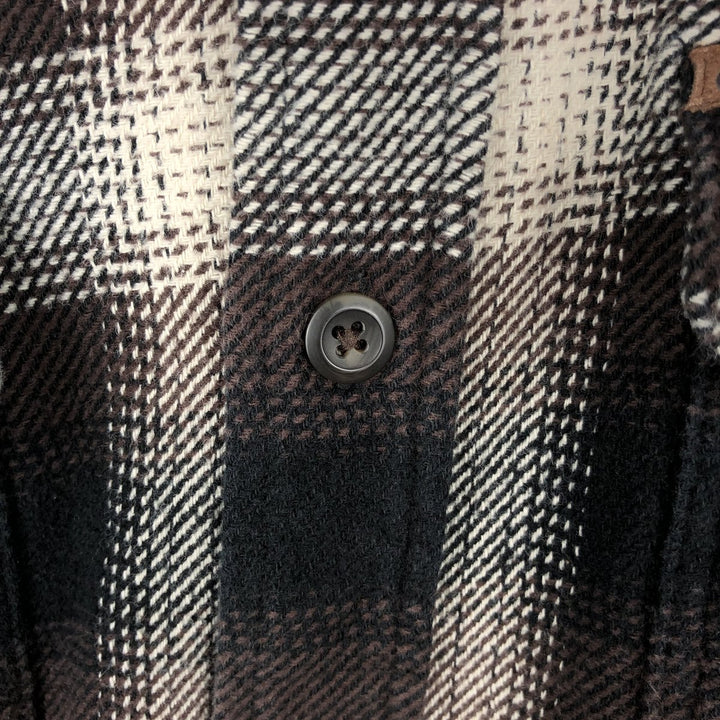 ORVIS Long Sleeve Heavy Flannel Check Shirt, Men's Size M cotton dark chocolate Vintage Second Hand