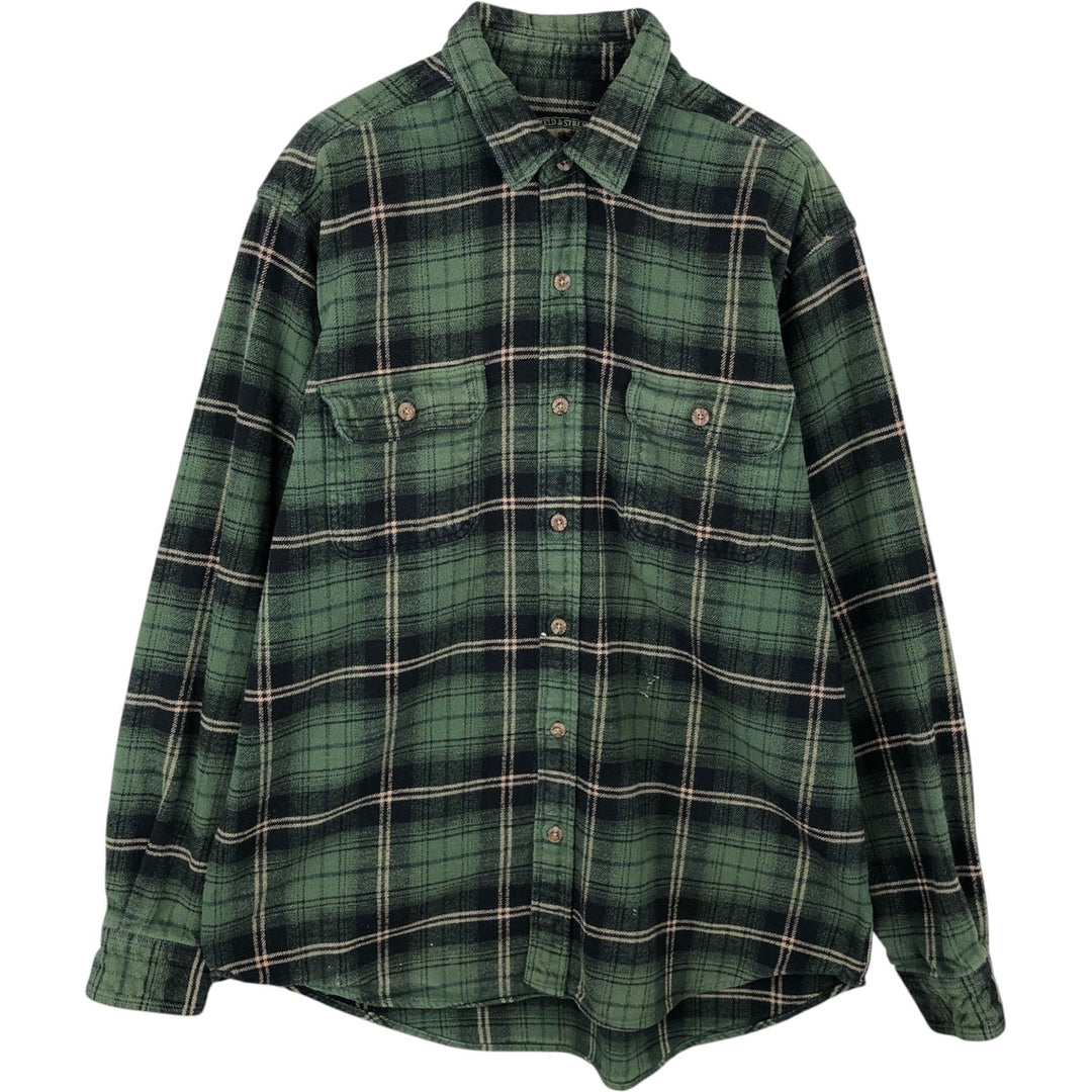FIELD AND STREAM Long Sleeve Heavy Flannel Check Shirt, Men's XL cotton green type Vintage Second Hand