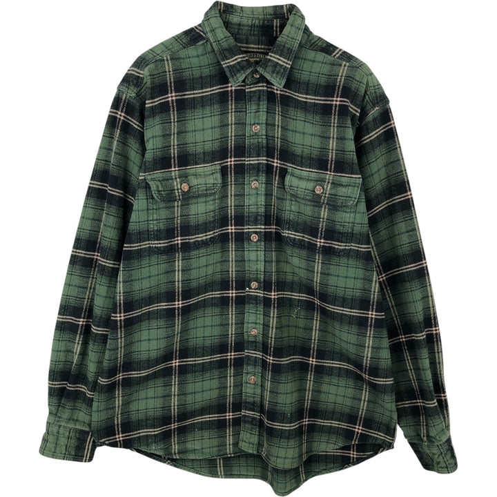 FIELD AND STREAM Long Sleeve Heavy Flannel Check Shirt, Men's XL cotton green type Vintage Second Hand