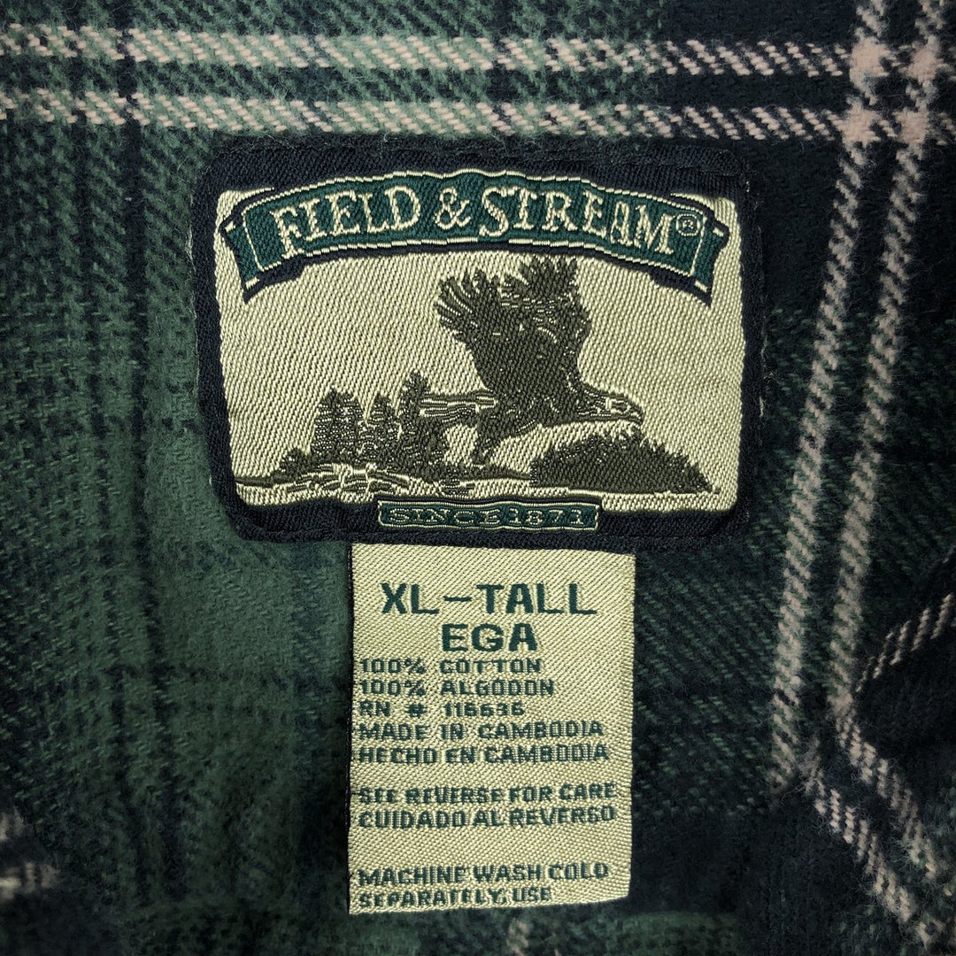 FIELD AND STREAM Long Sleeve Heavy Flannel Check Shirt, Men's XL cotton green type Vintage Second Hand
