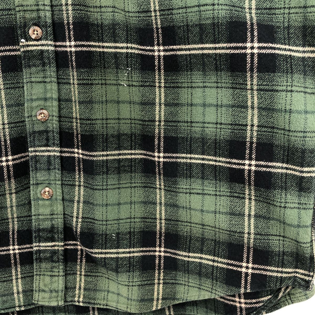 FIELD AND STREAM Long Sleeve Heavy Flannel Check Shirt, Men's XL cotton green type Vintage Second Hand