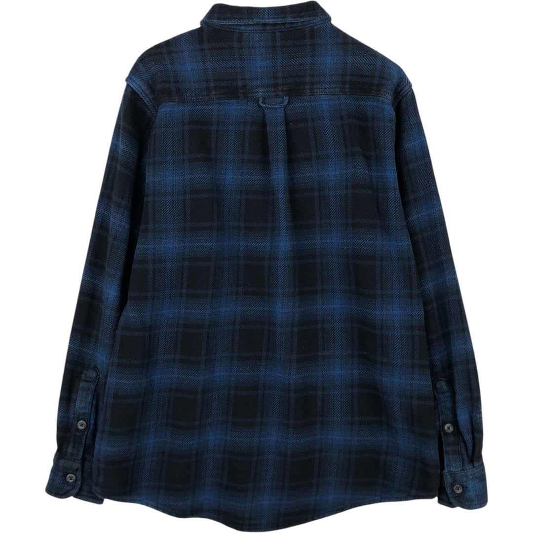 ORVIS Ombre Check Long Sleeve Heavy Flannel Check Shirt, Men's M cotton blue type Vintage Second Hand