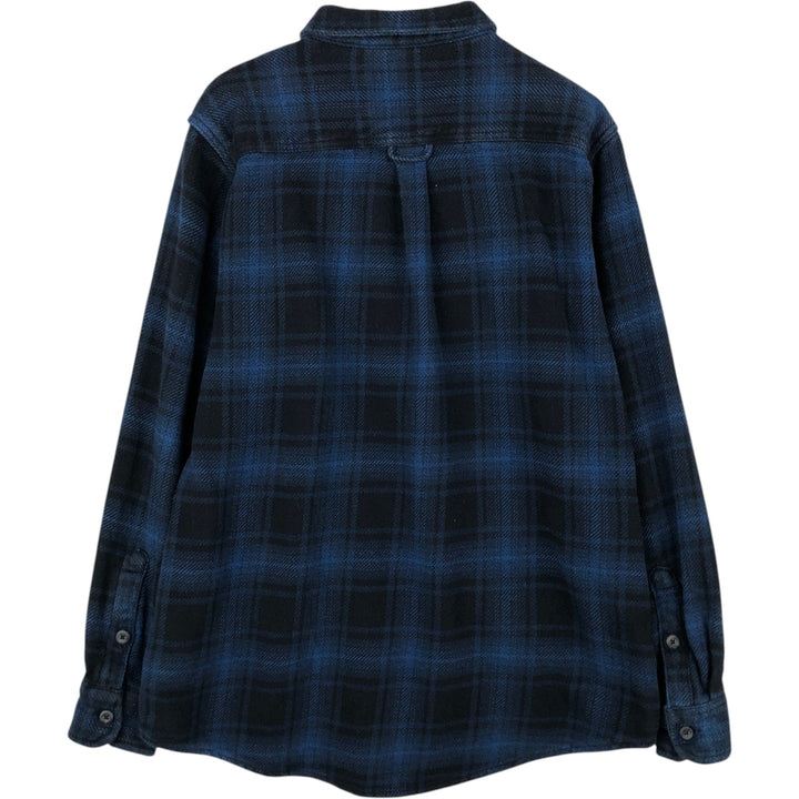 ORVIS Ombre Check Long Sleeve Heavy Flannel Check Shirt, Men's M cotton blue type Vintage Second Hand