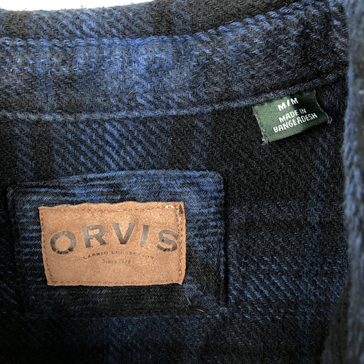 ORVIS Ombre Check Long Sleeve Heavy Flannel Check Shirt, Men's M cotton blue type Vintage Second Hand