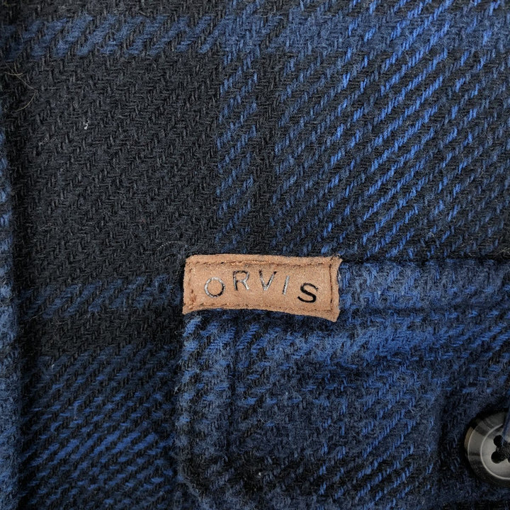 ORVIS Ombre Check Long Sleeve Heavy Flannel Check Shirt, Men's M cotton blue type Vintage Second Hand