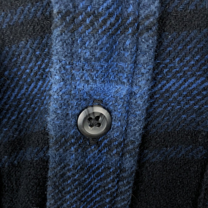 ORVIS Ombre Check Long Sleeve Heavy Flannel Check Shirt, Men's M cotton blue type Vintage Second Hand