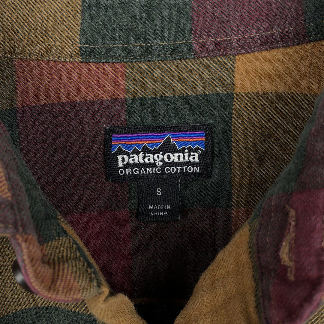 Patagonia Organic Cotton Lightweight Fjord Flannel Shirt 54020FA17 Long Sleeve Light Flannel Check Shirt Organic cotton ocher yellow type Vintage Second Hand