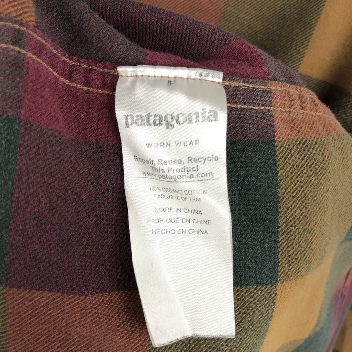 Patagonia Organic Cotton Lightweight Fjord Flannel Shirt 54020FA17 Long Sleeve Light Flannel Check Shirt Organic cotton ocher yellow type Vintage Second Hand