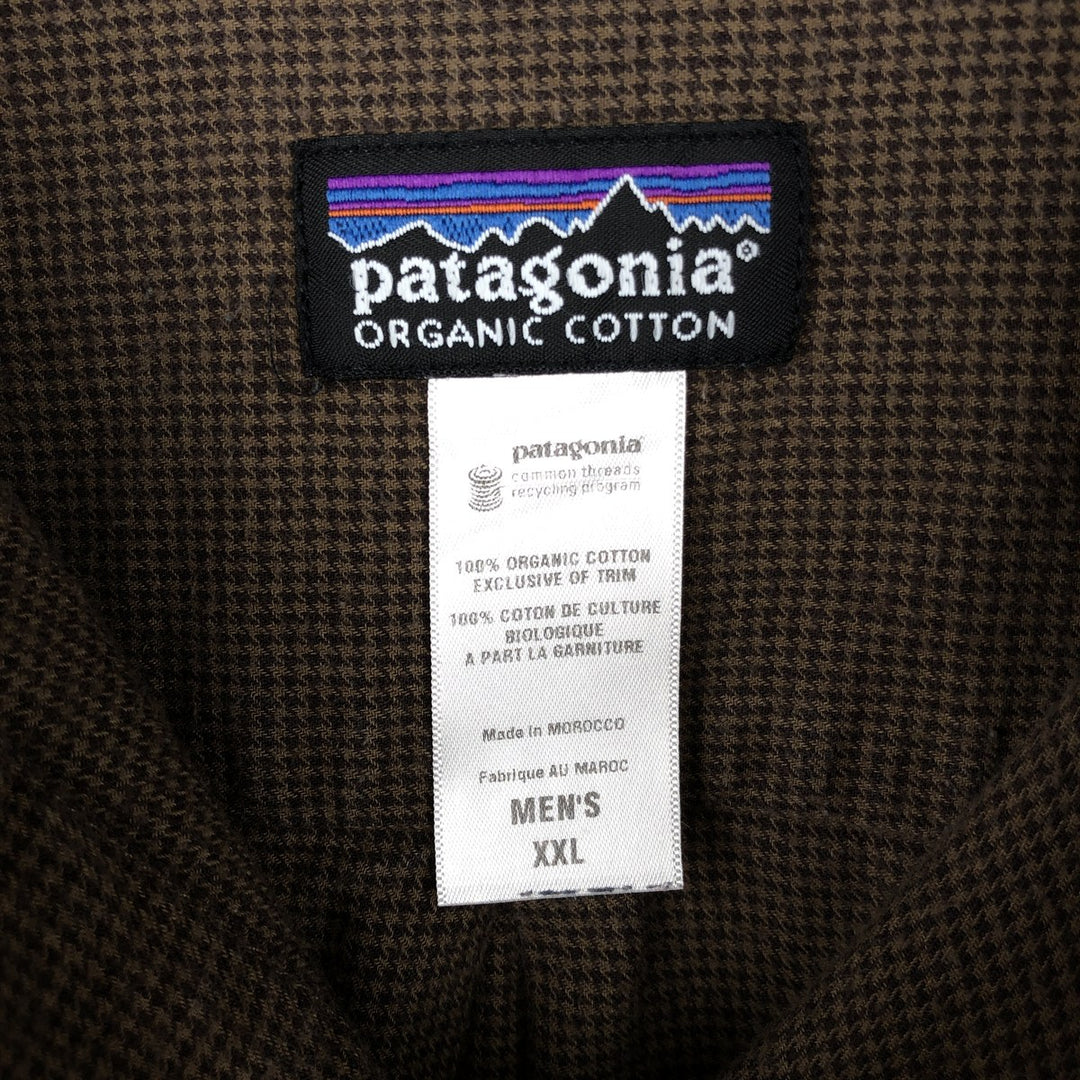 2000'S Patagonia Organic Pima Cotton Check Shirt 53836F9 Houndstooth Pattern Long Sleeve Light Flannel Check Shirt Organic cotton brown type Vintage Second Hand