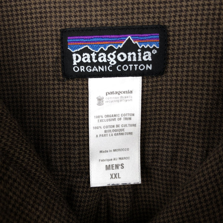 2000'S Patagonia Organic Pima Cotton Check Shirt 53836F9 Houndstooth Pattern Long Sleeve Light Flannel Check Shirt Organic cotton brown type Vintage Second Hand