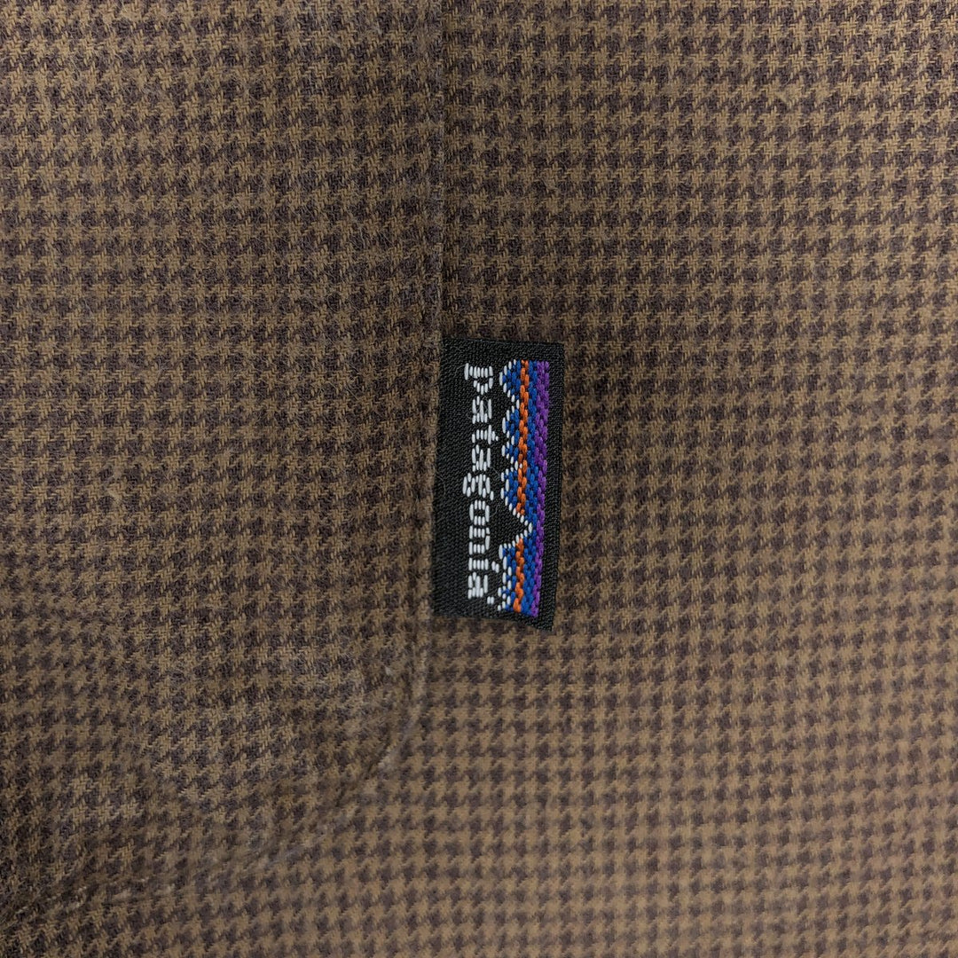 2000'S Patagonia Organic Pima Cotton Check Shirt 53836F9 Houndstooth Pattern Long Sleeve Light Flannel Check Shirt Organic cotton brown type Vintage Second Hand