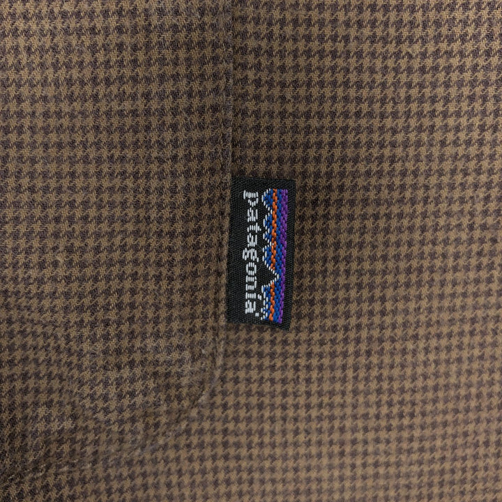 2000'S Patagonia Organic Pima Cotton Check Shirt 53836F9 Houndstooth Pattern Long Sleeve Light Flannel Check Shirt Organic cotton brown type Vintage Second Hand