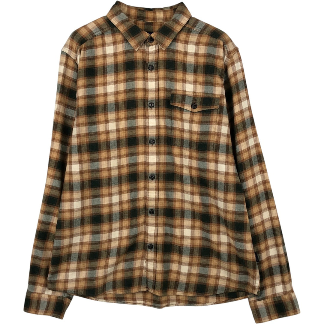Patagonia Organic Cotton Lightweight Fjord Flannel Shirt 52240FA17 Long Sleeve Light Flannel Check Shirt Organic cotton brown type Vintage Second Hand