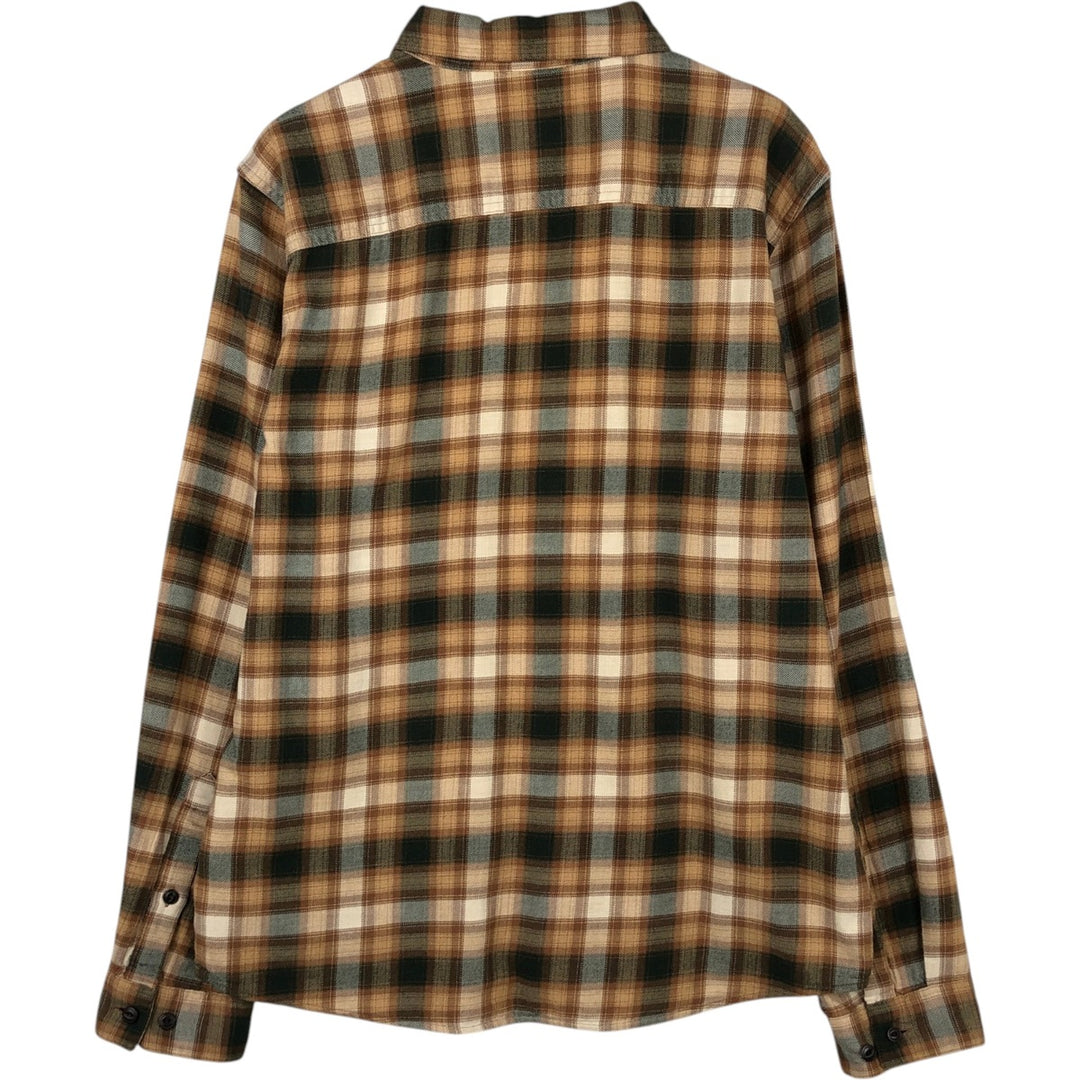 Patagonia Organic Cotton Lightweight Fjord Flannel Shirt 52240FA17 Long Sleeve Light Flannel Check Shirt Organic cotton brown type Vintage Second Hand