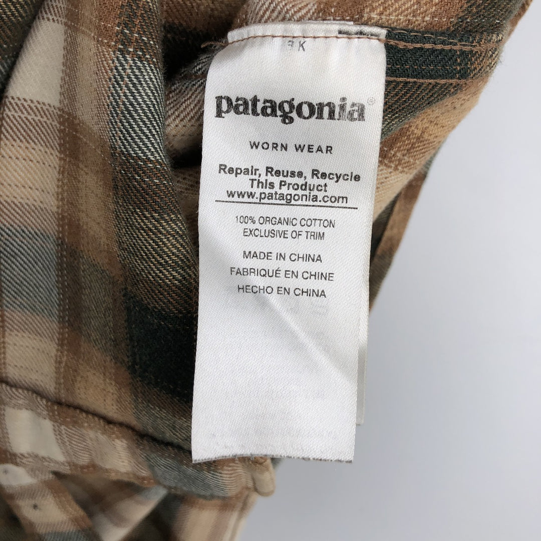 Patagonia Organic Cotton Lightweight Fjord Flannel Shirt 52240FA17 Long Sleeve Light Flannel Check Shirt Organic cotton brown type Vintage Second Hand