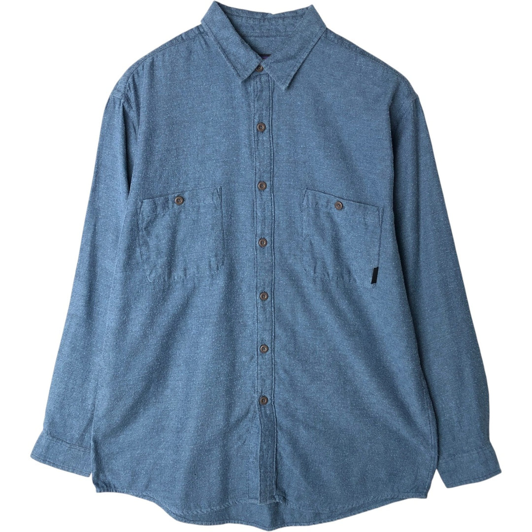 2000'S Patagonia Organic Cotton Pima Cotton Shirt 53835F5 All-over Diamond Pattern Long Sleeve Light Flannel Shirt Men's Size M (approx.) Organic cotton blue type Vintage Second Hand