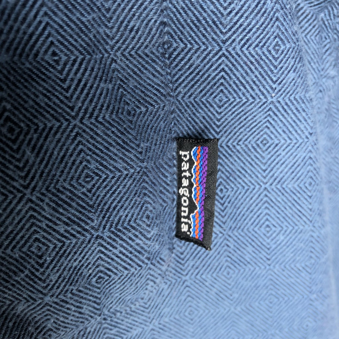 2000'S Patagonia Organic Cotton Pima Cotton Shirt 53835F5 All-over Diamond Pattern Long Sleeve Light Flannel Shirt Men's Size M (approx.) Organic cotton blue type Vintage Second Hand