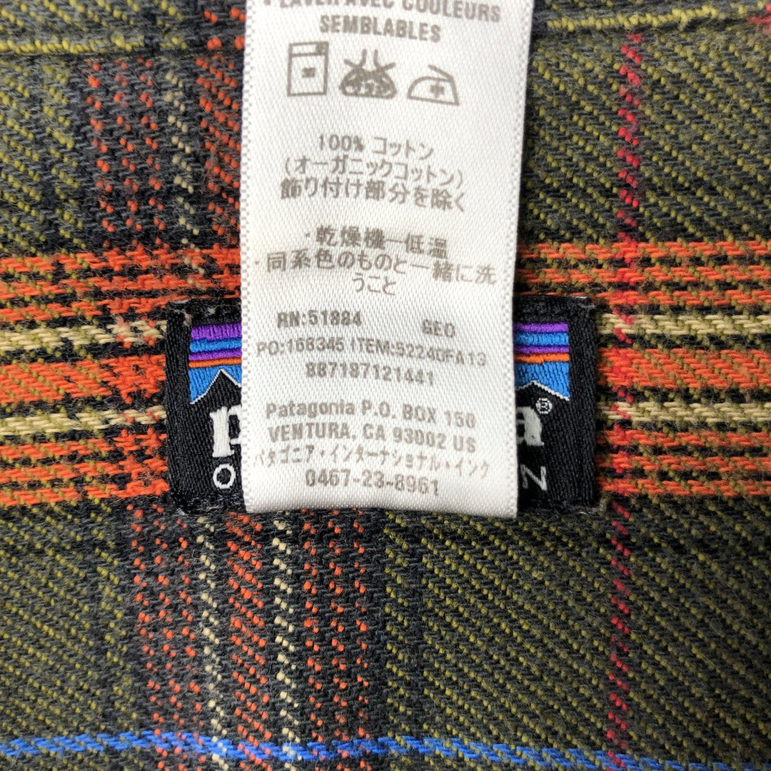 Patagonia Organic Cotton Long Sleeve Iron Ridge Shirt 52240FA13 Long Sleeve Flannel Check Shirt Organic cotton Green type dark green Vintage Second Hand