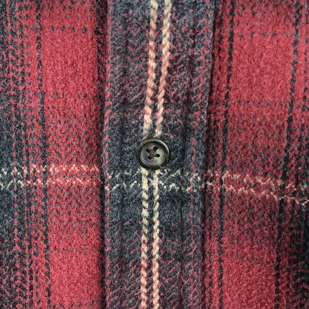 Vintage 90s-00'S St. John's Bay BRAWNY ombre check long-sleeve heavy flannel check shirt, men's size L cotton red type Vintage Second Hand