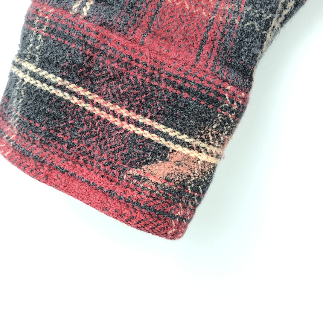 Vintage 90s-00'S St. John's Bay BRAWNY ombre check long-sleeve heavy flannel check shirt, men's size L cotton red type Vintage Second Hand