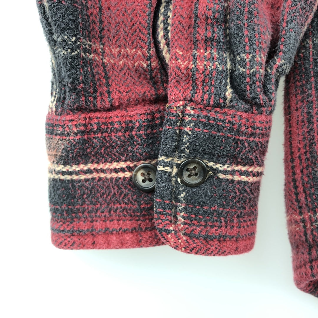Vintage 90s-00'S St. John's Bay BRAWNY ombre check long-sleeve heavy flannel check shirt, men's size L cotton red type Vintage Second Hand