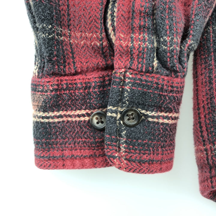 Vintage 90s-00'S St. John's Bay BRAWNY ombre check long-sleeve heavy flannel check shirt, men's size L cotton red type Vintage Second Hand