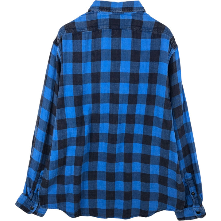 Ralph Lauren Polo Country Buffalo Check Long-Sleeve Light Flannel Check Shirt, Men's XXL Equivalent, Regular Collar unclear blue type Vintage Second Hand