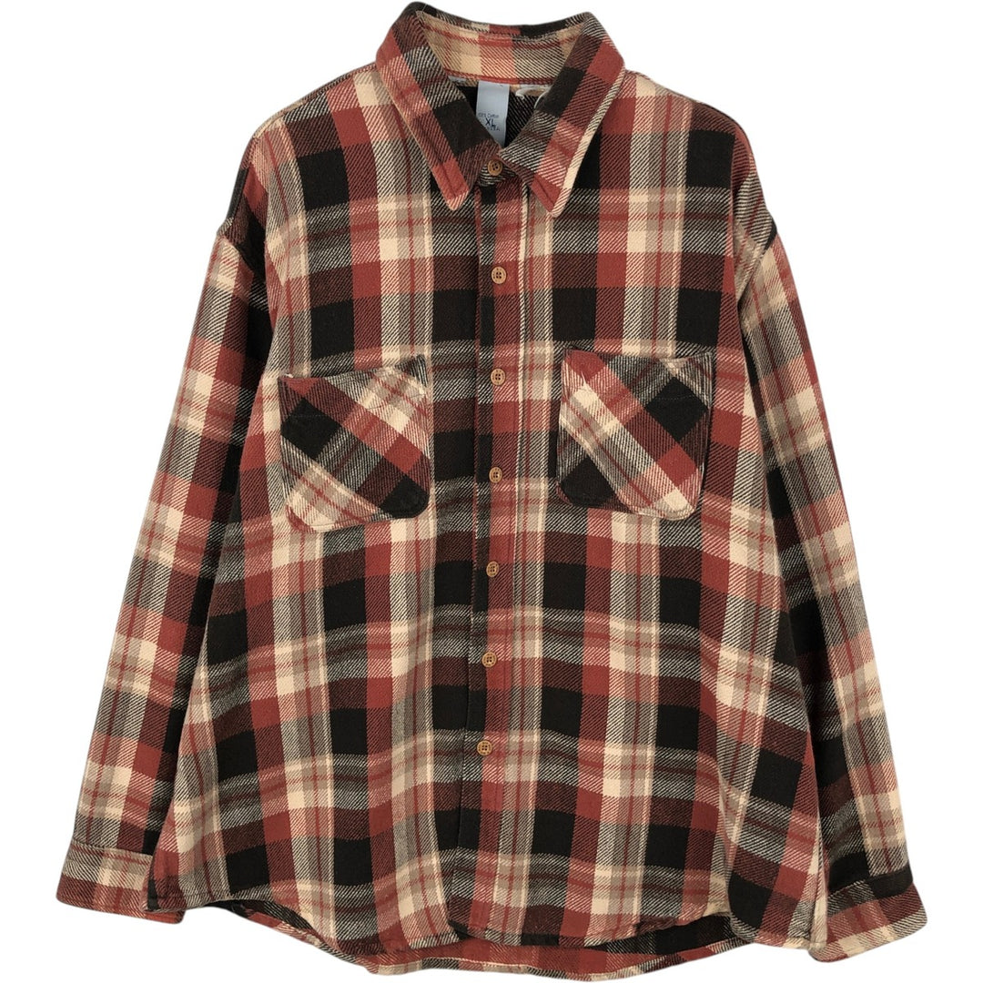 Big Mac long-sleeved flannel check shirt, made in USA, men's size XL equivalent, vintage. cotton red type reddish brown Vintage Second Hand