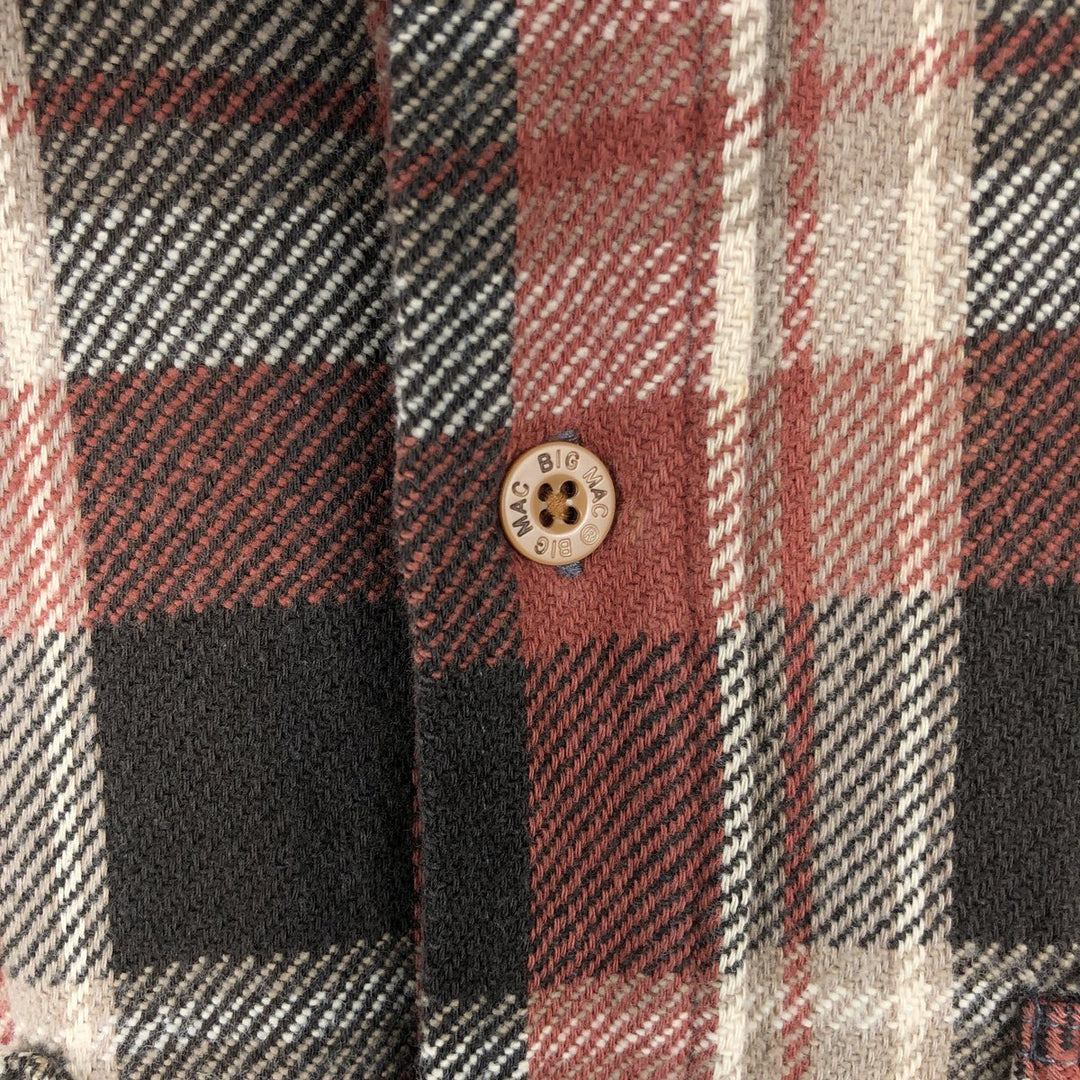 Big Mac long-sleeved flannel check shirt, made in USA, men's size XL equivalent, vintage. cotton red type reddish brown Vintage Second Hand