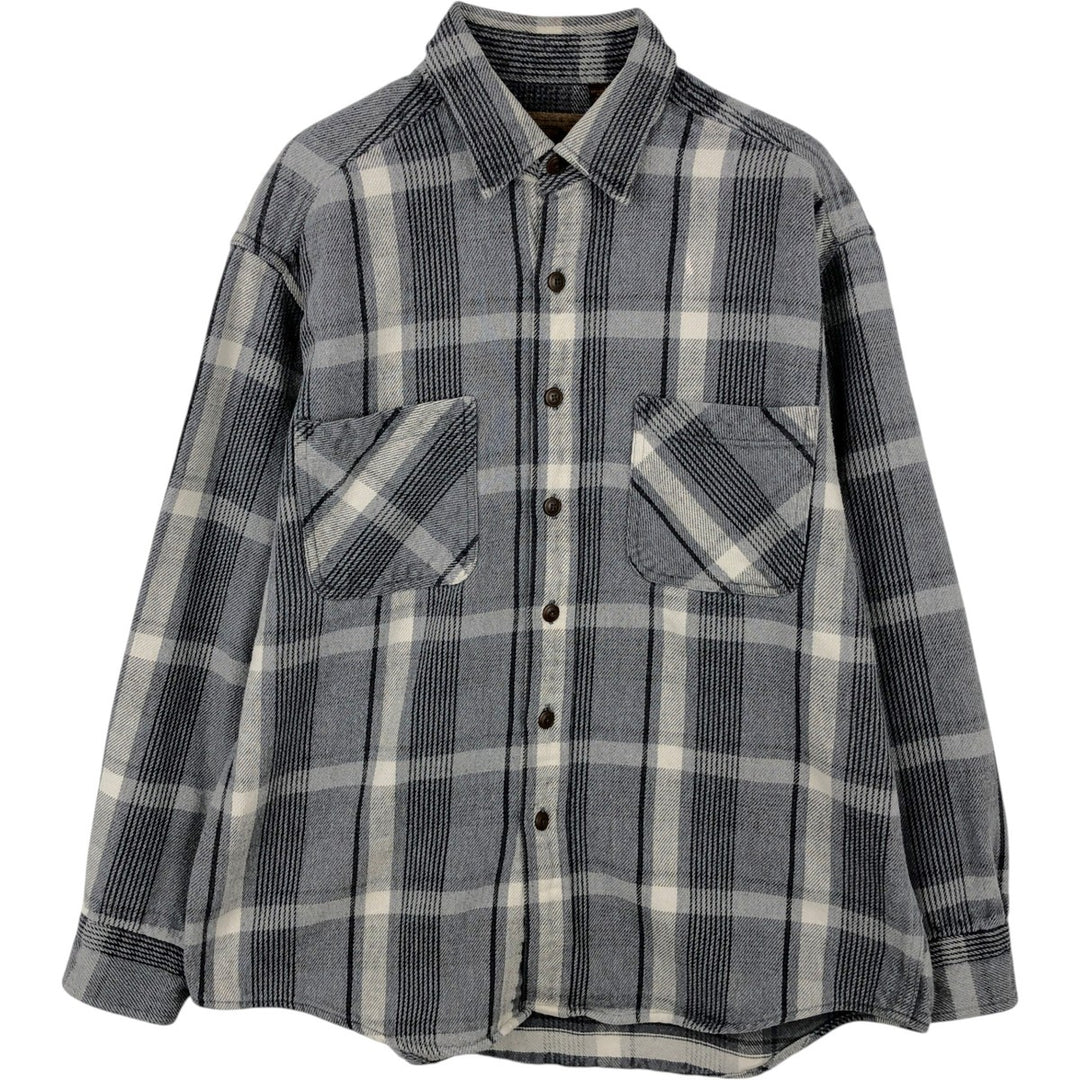 Vintage 90s-00'S St. John's Bay long-sleeved heavy flannel check shirt, size L, men's cotton gray type Vintage Second Hand