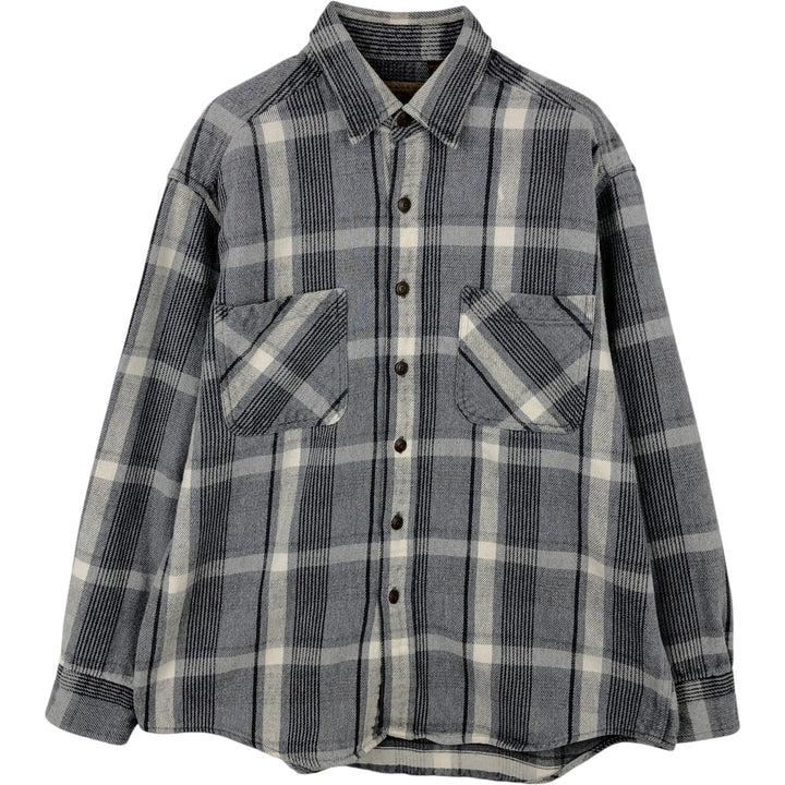 Vintage 90s-00'S St. John's Bay long-sleeved heavy flannel check shirt, size L, men's cotton gray type Vintage Second Hand