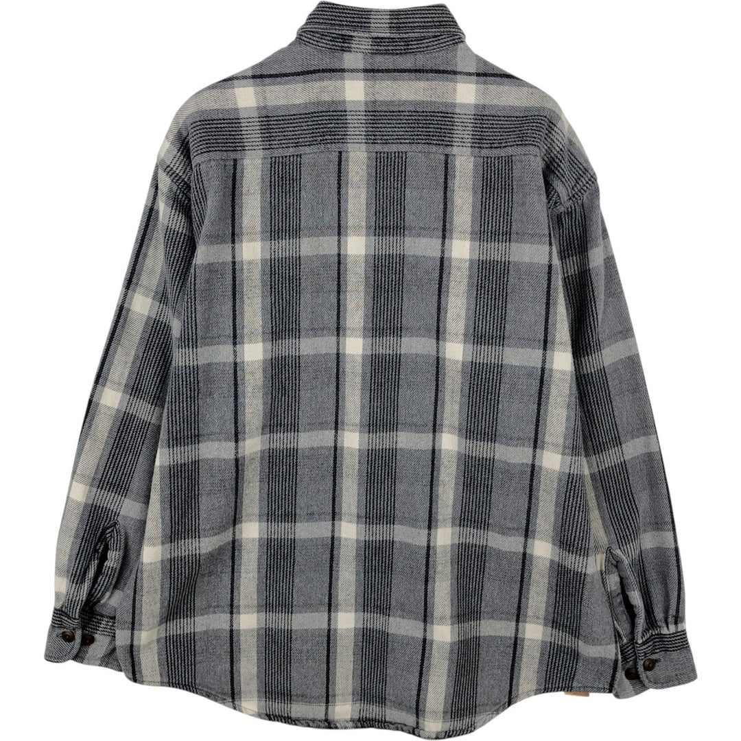 Vintage 90s-00'S St. John's Bay long-sleeved heavy flannel check shirt, size L, men's cotton gray type Vintage Second Hand
