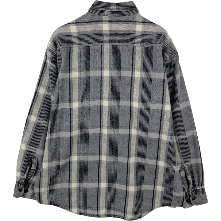 Vintage 90s-00'S St. John's Bay long-sleeved heavy flannel check shirt, size L, men's cotton gray type Vintage Second Hand