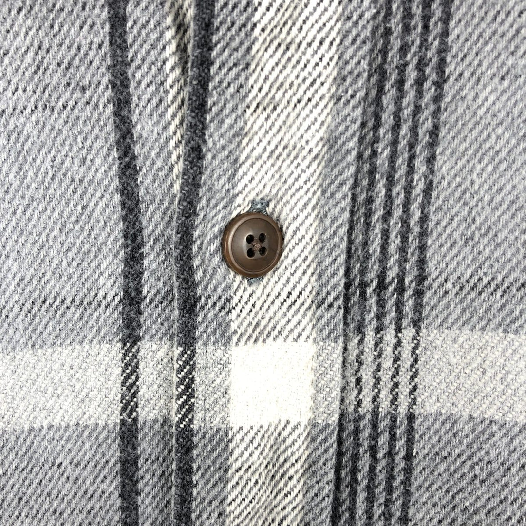 Vintage 90s-00'S St. John's Bay long-sleeved heavy flannel check shirt, size L, men's cotton gray type Vintage Second Hand