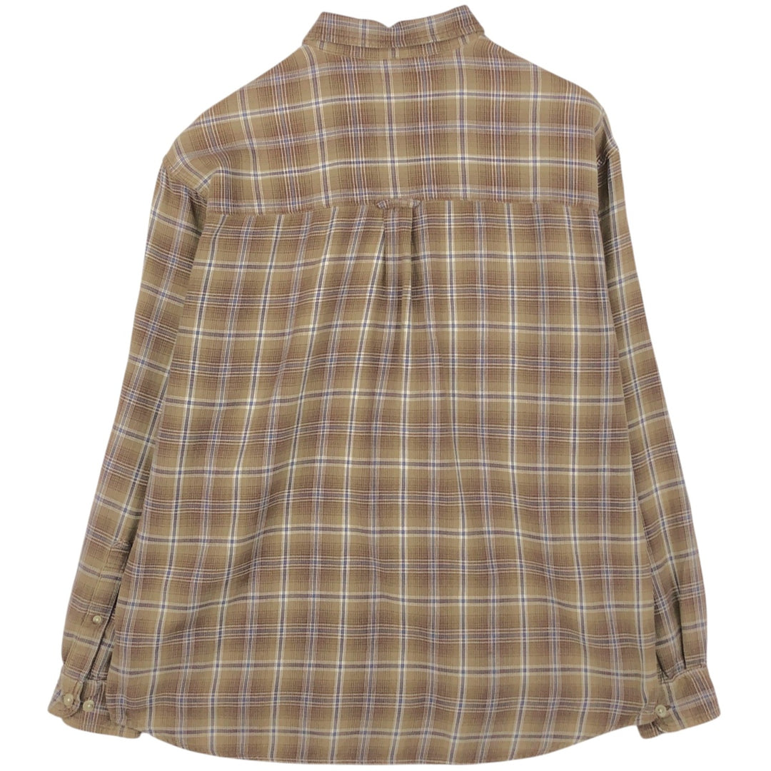 Columbia Long-Sleeve Button-Down Light Flannel Check Shirt, Men's Size L (approx.) cotton brown type Vintage Second Hand