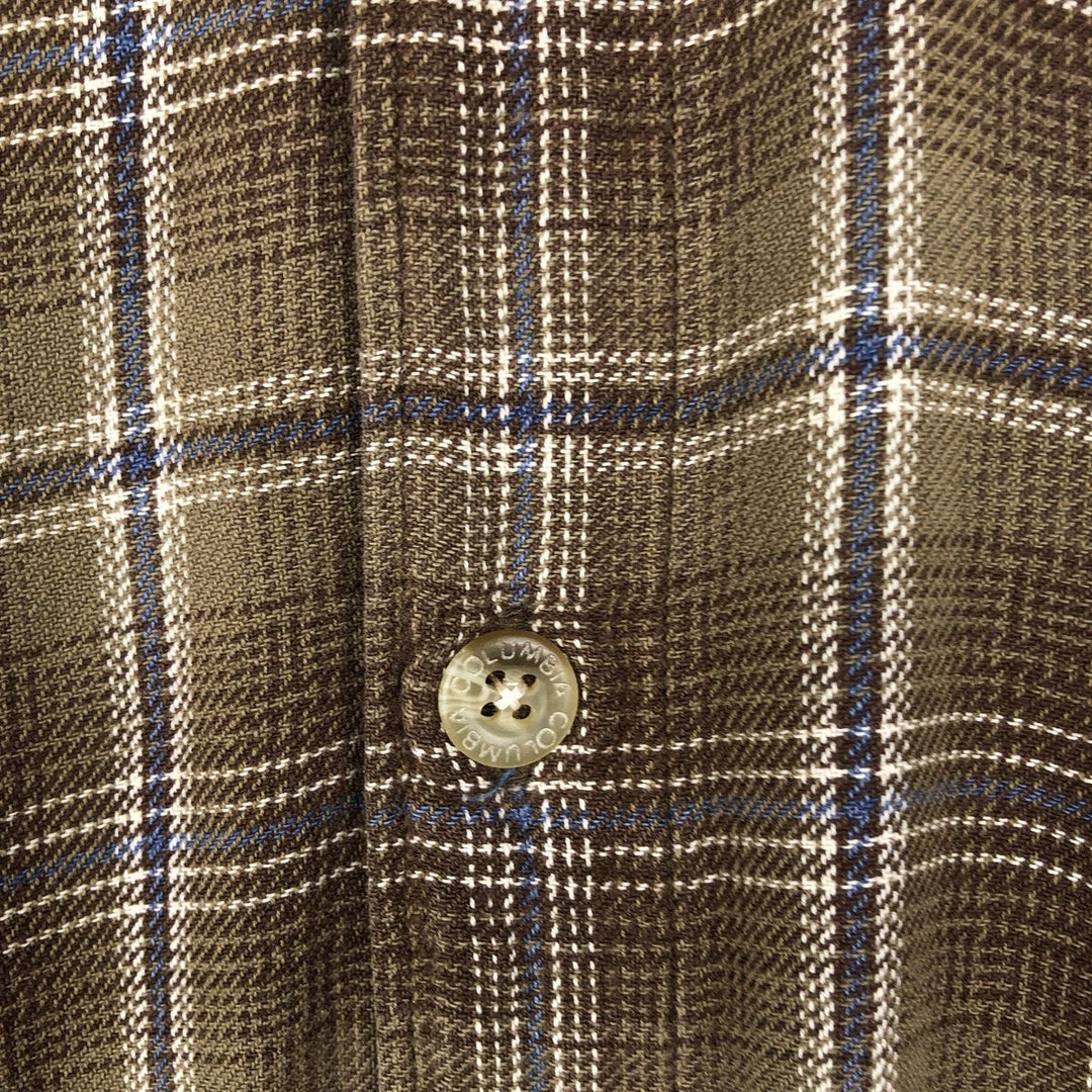 Columbia Long-Sleeve Button-Down Light Flannel Check Shirt, Men's Size L (approx.) cotton brown type Vintage Second Hand