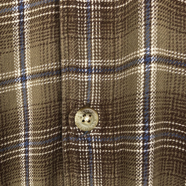 Columbia Long-Sleeve Button-Down Light Flannel Check Shirt, Men's Size L (approx.) cotton brown type Vintage Second Hand