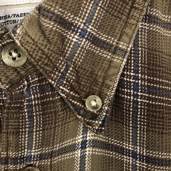 Columbia Long-Sleeve Button-Down Light Flannel Check Shirt, Men's Size L (approx.) cotton brown type Vintage Second Hand
