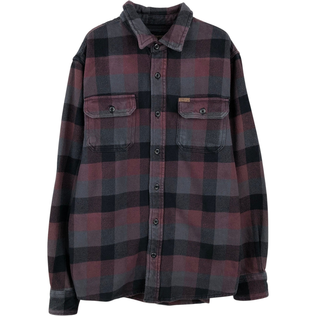 ORVIS Long Sleeve Heavy Flannel Check Shirt, Men's Size M cotton red type Vintage Second Hand