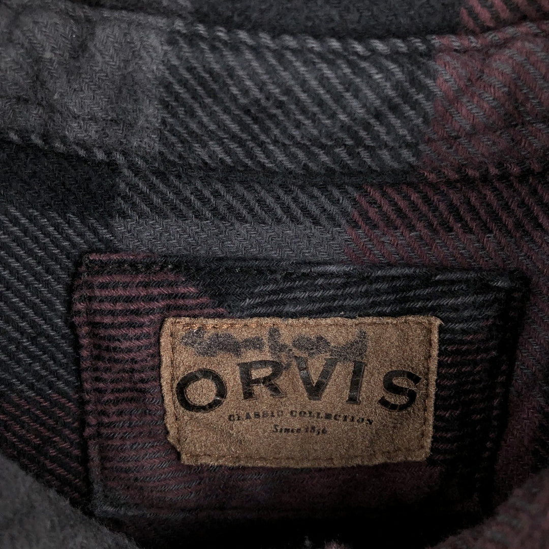 ORVIS Long Sleeve Heavy Flannel Check Shirt, Men's Size M cotton red type Vintage Second Hand