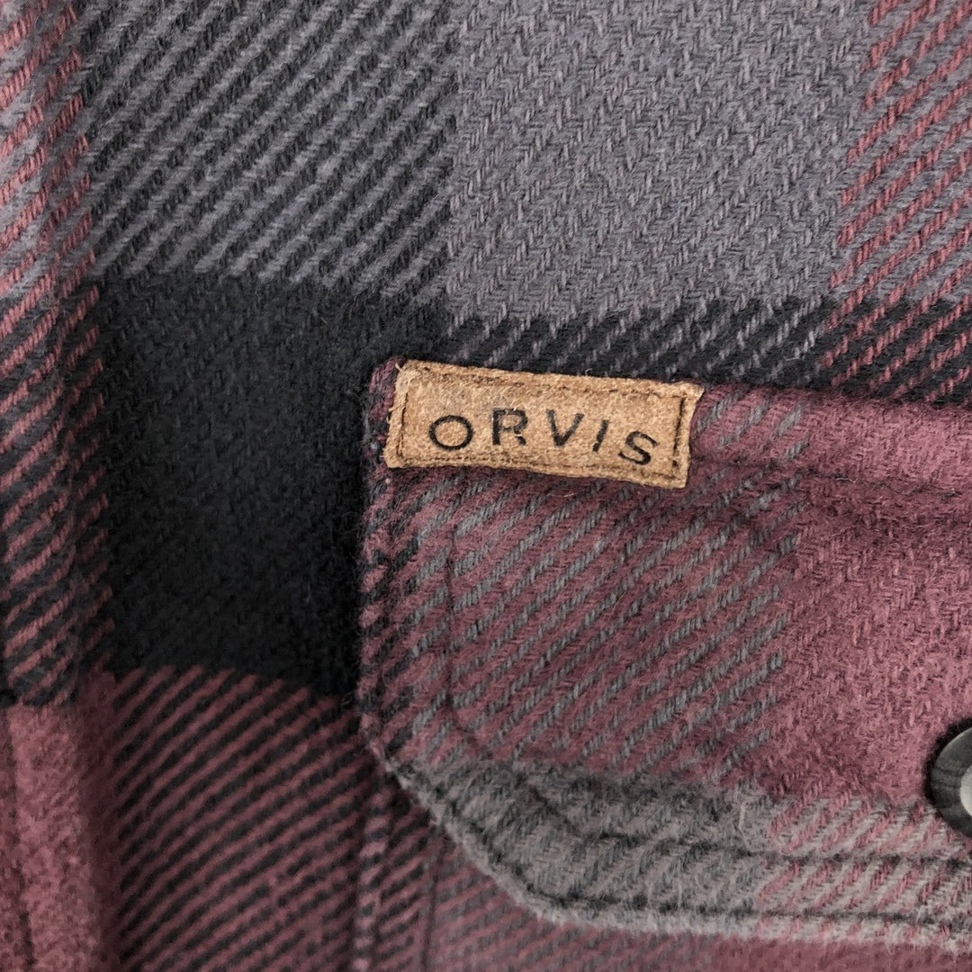 ORVIS Long Sleeve Heavy Flannel Check Shirt, Men's Size M cotton red type Vintage Second Hand