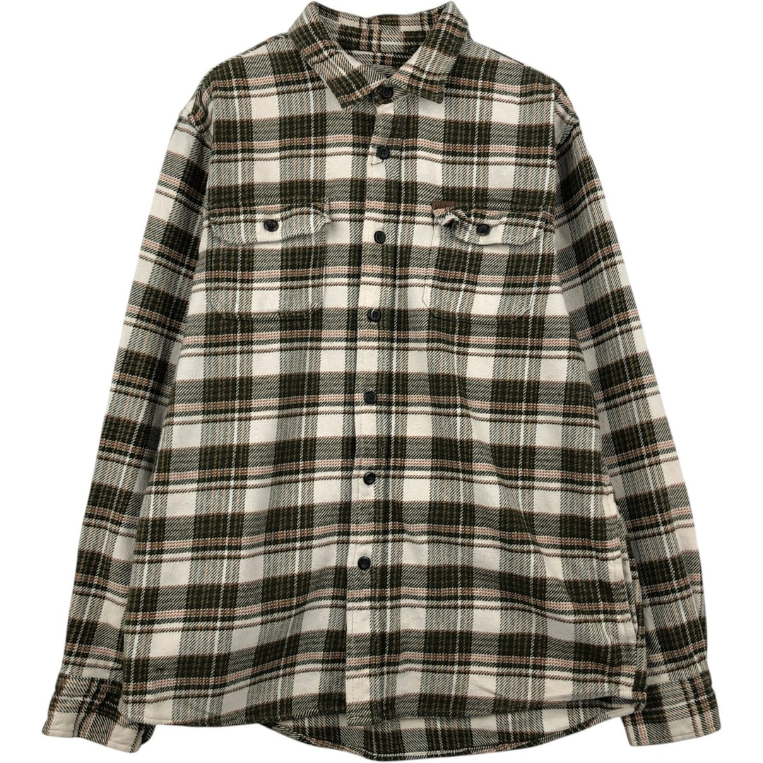 ORVIS Long Sleeve Heavy Flannel Check Shirt, Men's Size L cotton Green type dark green Vintage Second Hand