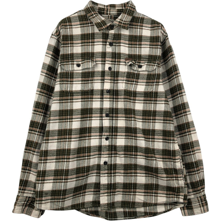 ORVIS Long Sleeve Heavy Flannel Check Shirt, Men's Size L cotton Green type dark green Vintage Second Hand