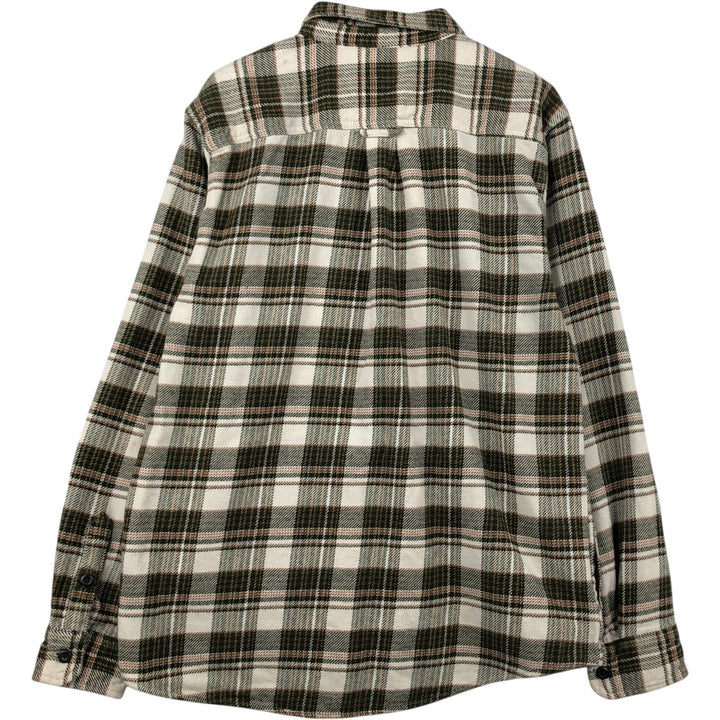 ORVIS Long Sleeve Heavy Flannel Check Shirt, Men's Size L cotton Green type dark green Vintage Second Hand