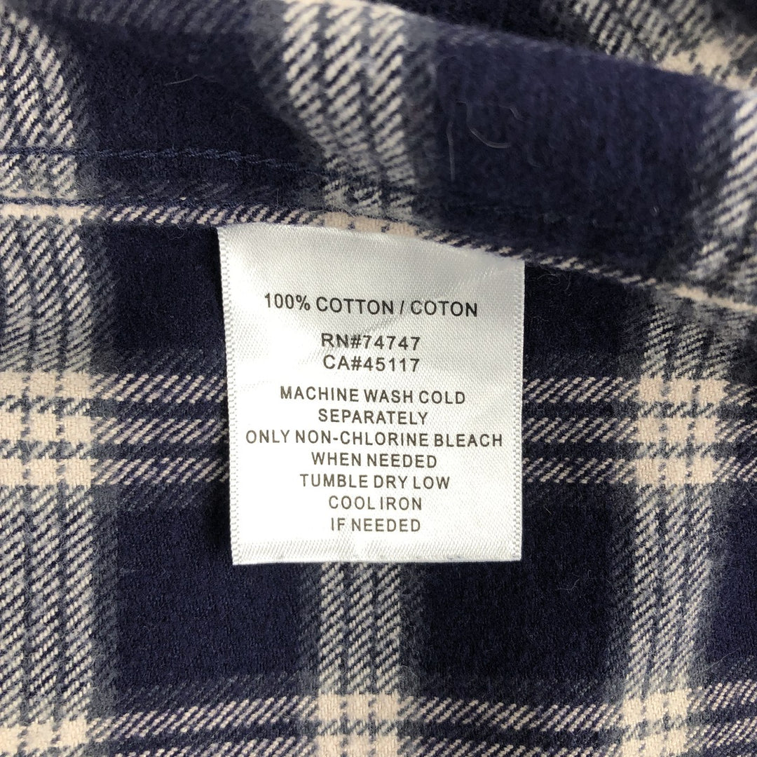 RED HEAD Long-Sleeve Button-Down Heavy Flannel Check Shirt, Men's Size L (approx.) cotton navy blue type Vintage Second Hand