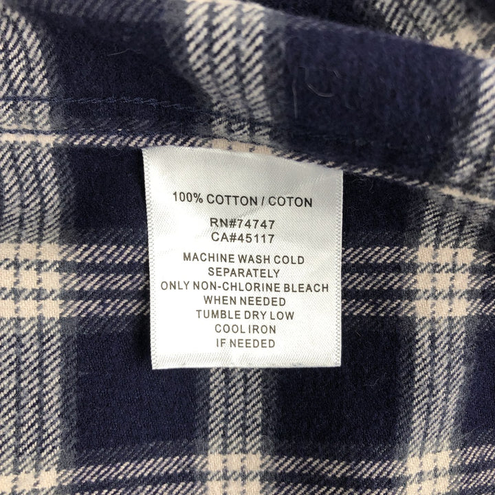 RED HEAD Long-Sleeve Button-Down Heavy Flannel Check Shirt, Men's Size L (approx.) cotton navy blue type Vintage Second Hand