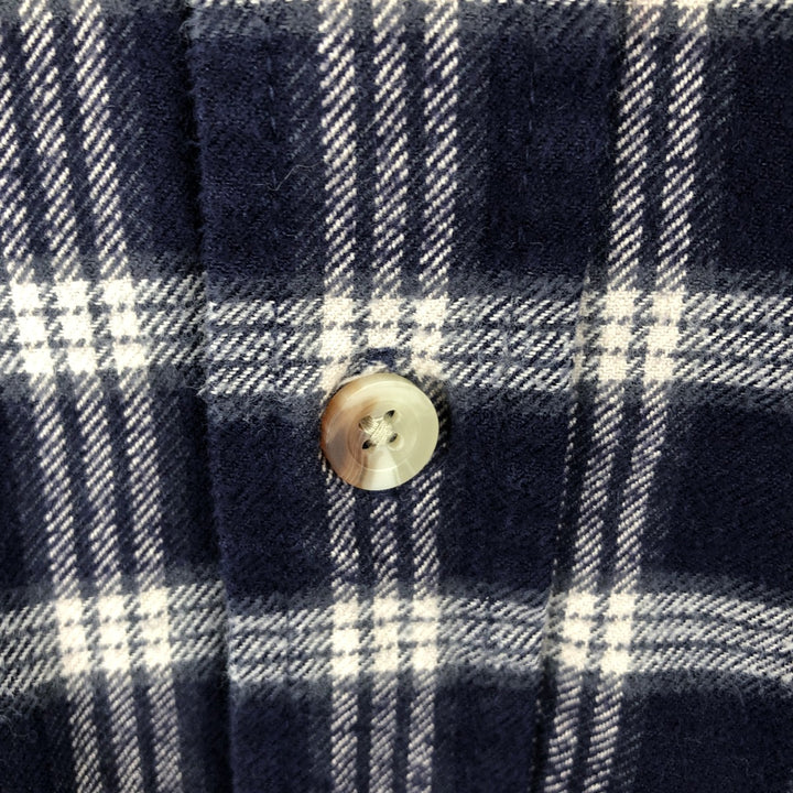 RED HEAD Long-Sleeve Button-Down Heavy Flannel Check Shirt, Men's Size L (approx.) cotton navy blue type Vintage Second Hand